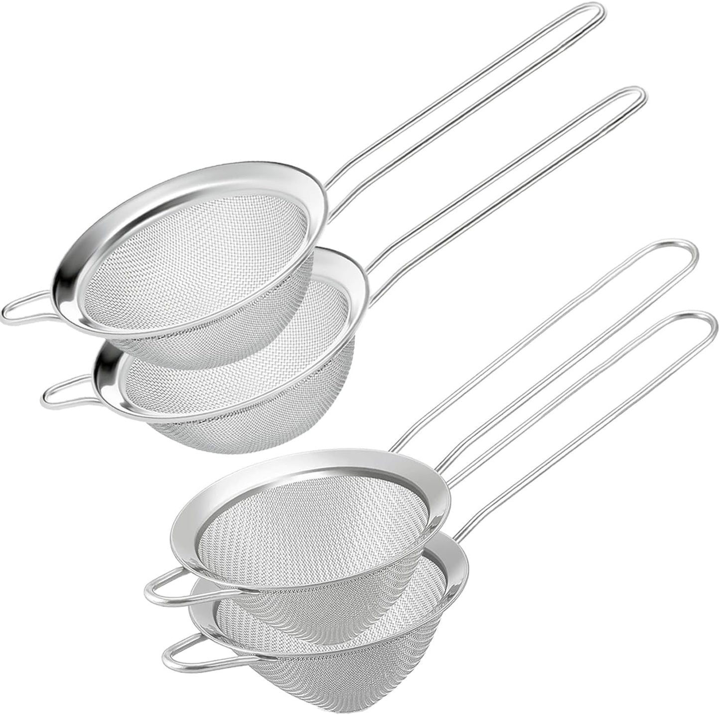 Small Fine Mesh Strainer Set, Stainless Steel Mini Sieve, Bar Strainer for Cocktail, Juice, Coffee, Tea Strainer for Loose Leaf Tea, Mini Sifter for Matcha, Flour, 2 PCS | 3.15 In Mini Strainer, for Cocktails, Loose Tea, Juice, Fits Most Cups and Mugs