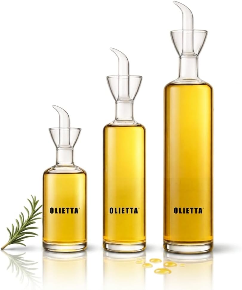 Olive Oil Dispenser Bottle 17 fl oz - Borosilicate Glass Non-Drip Pourer