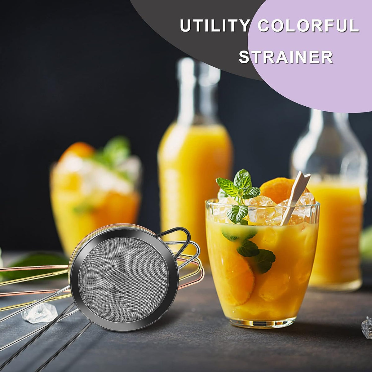 Fine Mesh Strainer Set of 2, 3.3 Inches Stainless Steel Tea Strainer