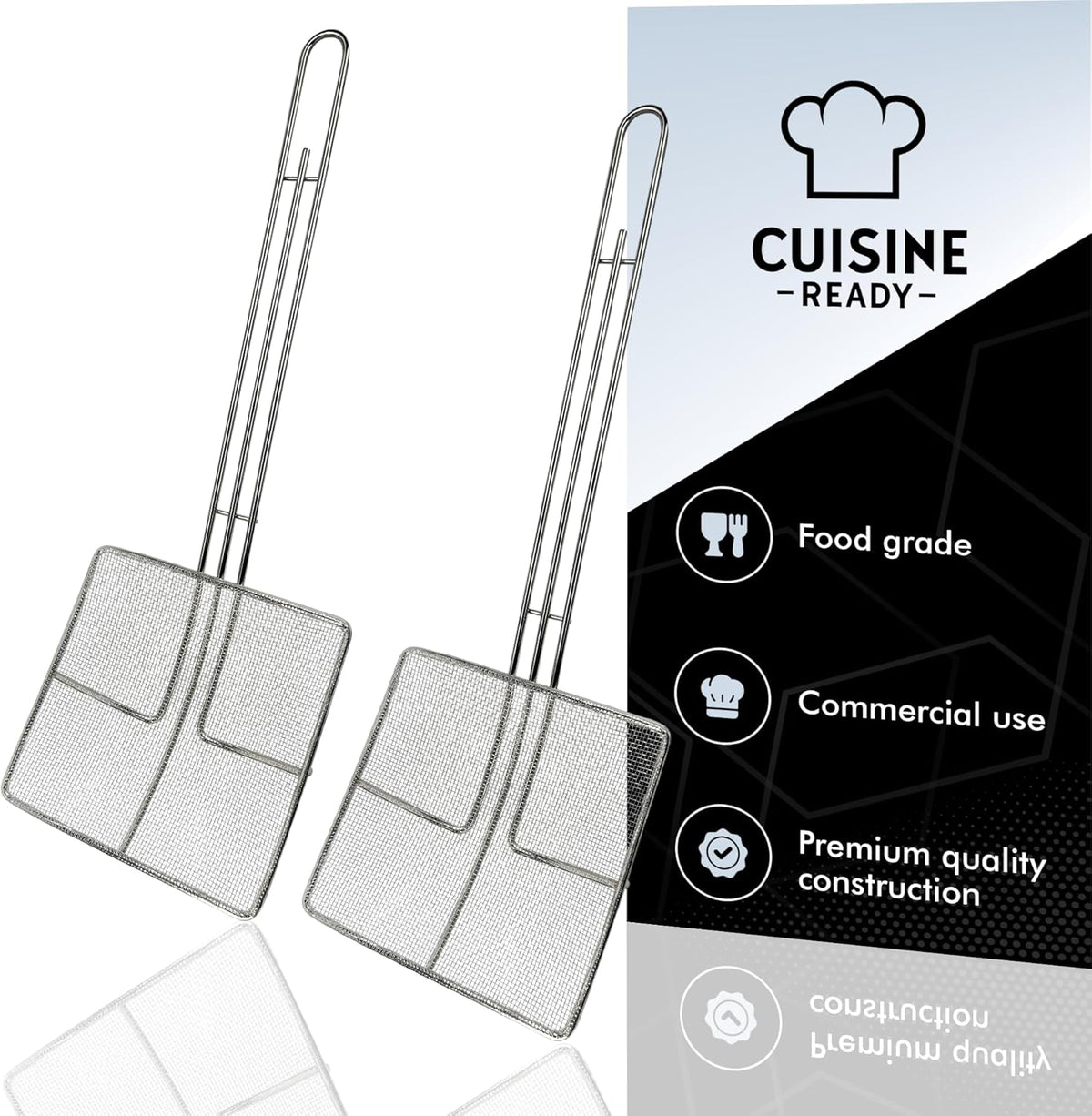 Wire Mesh Strainer with Handle, 2-Pack Deep Fryer Skimmer