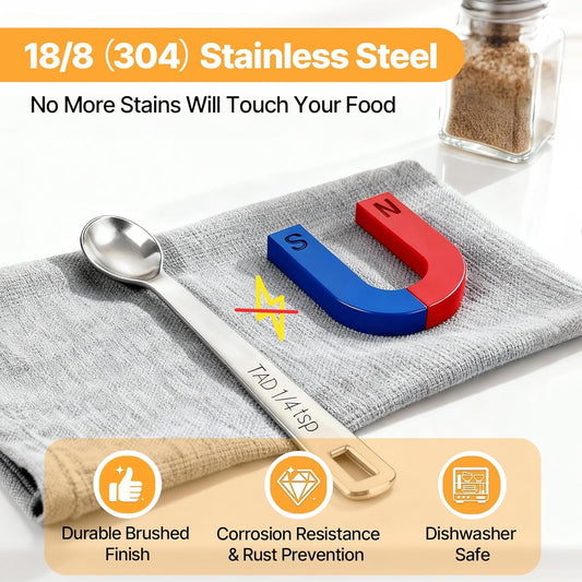 18/8(304) Mini Measuring Spoon Set, Small Teaspoon for Tiny Measurement | Stainless Steel, Rust-Free, Dishwasher-Safe, High Precision, Easy-Read Markings, Multi-Purpose, Lightweight & Durable