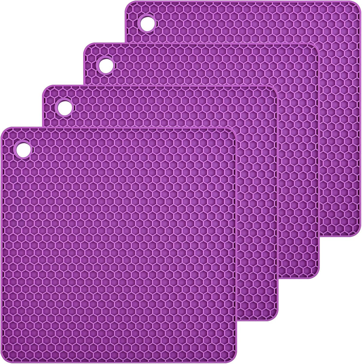 Silicone Trivets Mats Set, Silicone Hot Pads Pot Mat for Countertop, Trivet Pads Heat Resistant, Table Placemats, Square Small Drying Mats, 4 Pack, Black Trivets