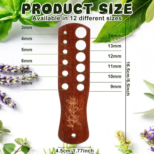 2 Pack Wooden Herb Stripper Tool Set Vegetable Leaf Separator 7 x 1.8 x 0.3 Inches Acacia Wood Leaf Separator 12 Holes Herb Peeler for Stripping Kitchen Gadgets for Cilantro Parsley Mint