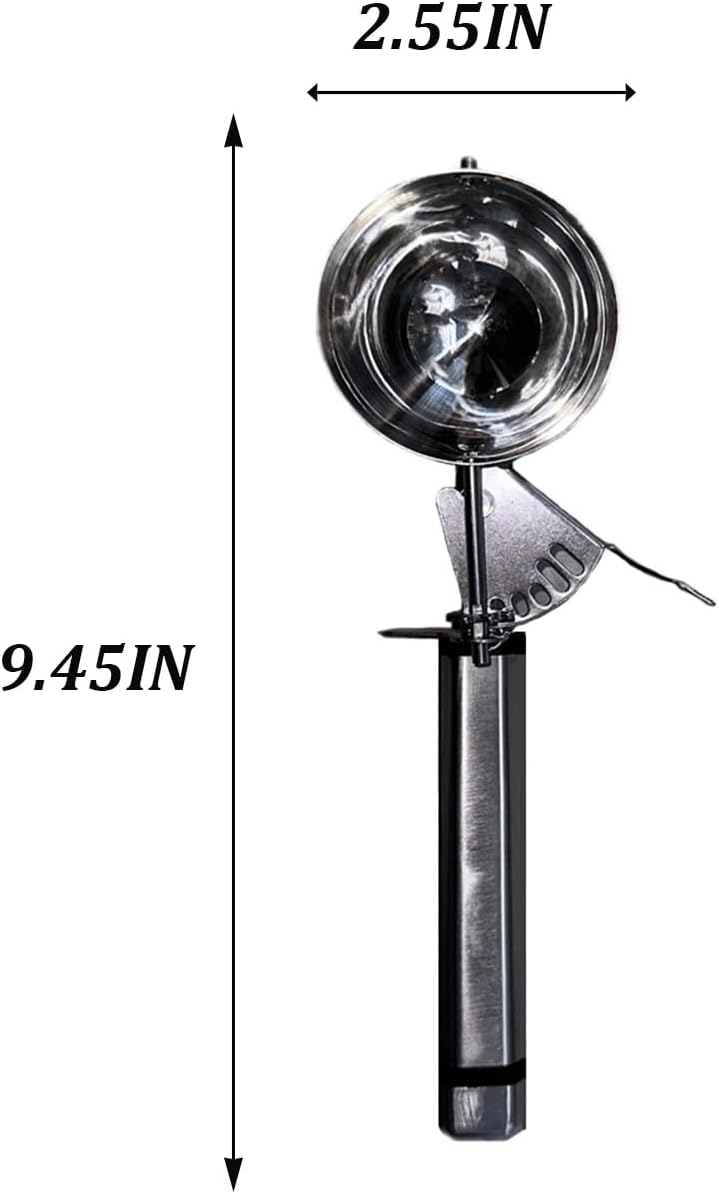 Portion Scoop with Stainless Steel Long Handle, #10 Trigger Release Disher Scoops, 3 1/4 OZ Cookie Dough Scoop for Portion Control,Cupcake Batter,Ice Cream