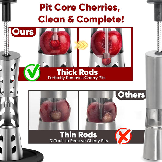 Cherry Pitter, Premium Cherry Pitter Remover Tool, 304 Stainless Steel Cherry Seed Remover, Durable Cherry Stoner Fruit Pit Corer Deseeder Kitchen Tool, Press Type, More Labor Saving
