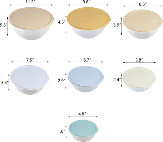 Plastic Mixing Bowls with Lids Set, Multicolor Salad Bowl Set, 7 Pieces Nesting Storage Bowls