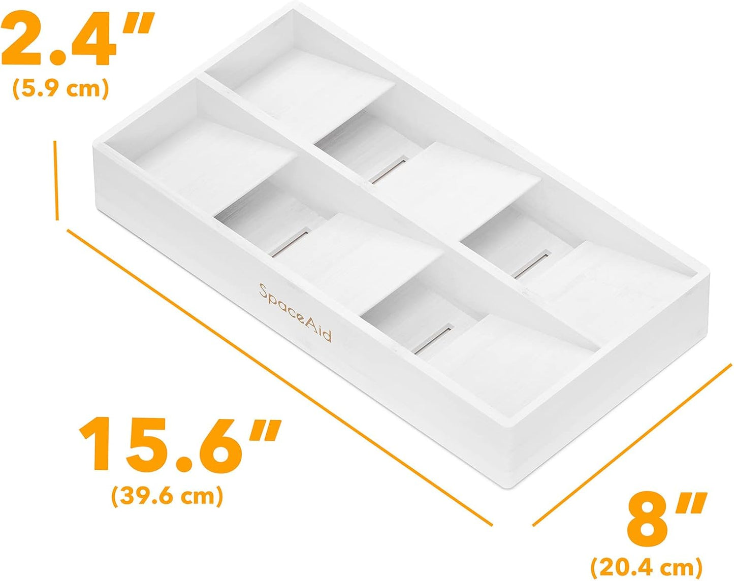 Bamboo Silverware Drawer Organizer with Labels, Kitchen Utensil Tray Holder Organizer for Flatware, Cutlery, Spoon and Knives Drawer Storage Organization (Natural, 6 Slots)