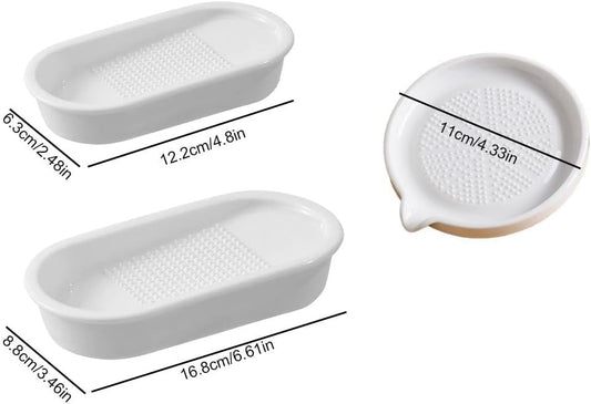 Premium Ceramic Garlic Grater Plate,Exquisitely Handcrafted Ginger Grater Plate,Modern Design Multipurpose Grinder Plates Burnishing Machine for Fruits Vegetables Ginger Garlic Onion (White)