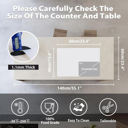 Thick Silicone Counter Mat Large 23.4x15.6" for Kitchen Countertop Crafts