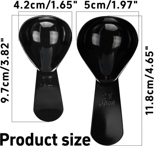 15ml 30ml Coffee Measuring Spoons Set, Black | stainless steel scoop, for tea leaves, coffee beans, ground coffee, milk powder, baking ingredients