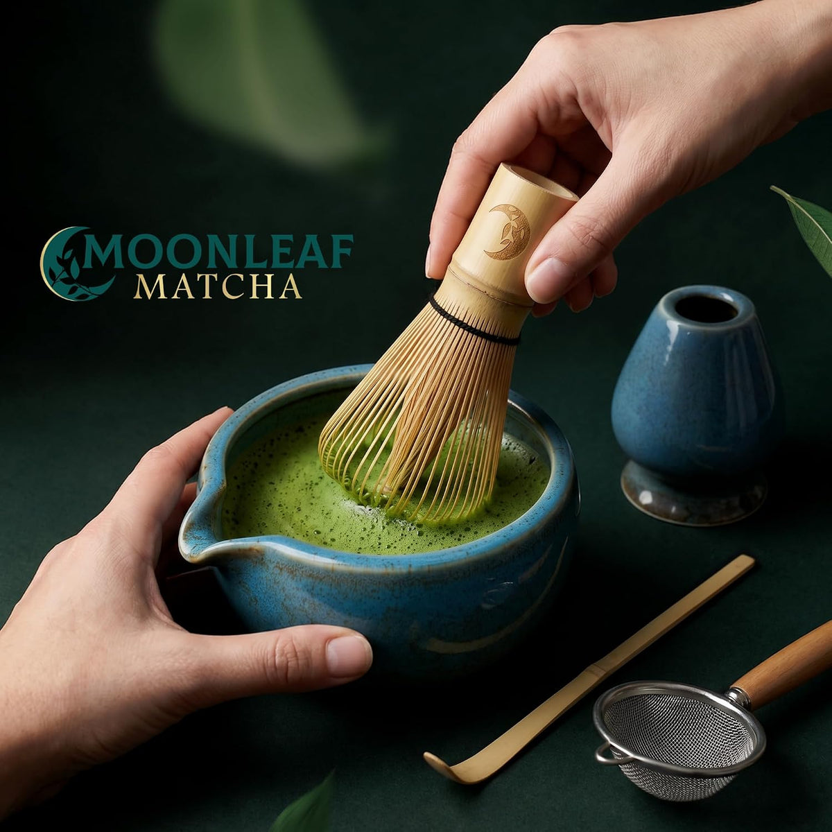 Set | 5-Piece Japanese Matcha Whisk Kit with Ceremonial Ceramic Bowl, Bamboo Whisk, Stainless Sifter, Bamboo Scoop & Holder | Premium Matcha Tea Set Gift for Beginners & Enthusiasts
