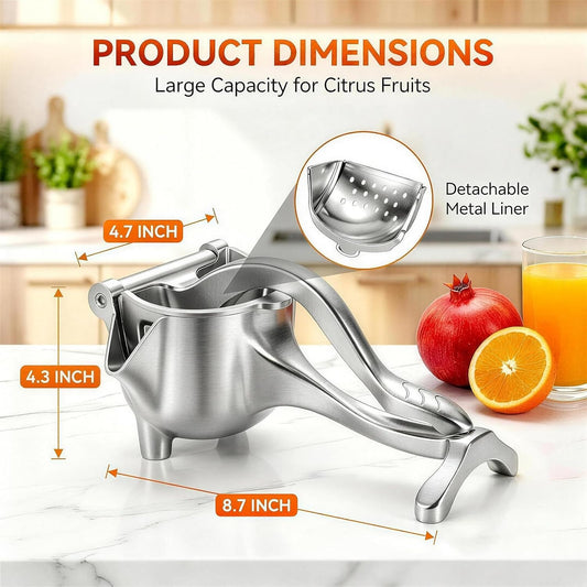 Lime Squeezer, Manual Citrus and Lemon Juice Press | Manual hand press with pour spout for lemon, lime, orange, cocktails, dressings, marinades, and daily kitchen prep