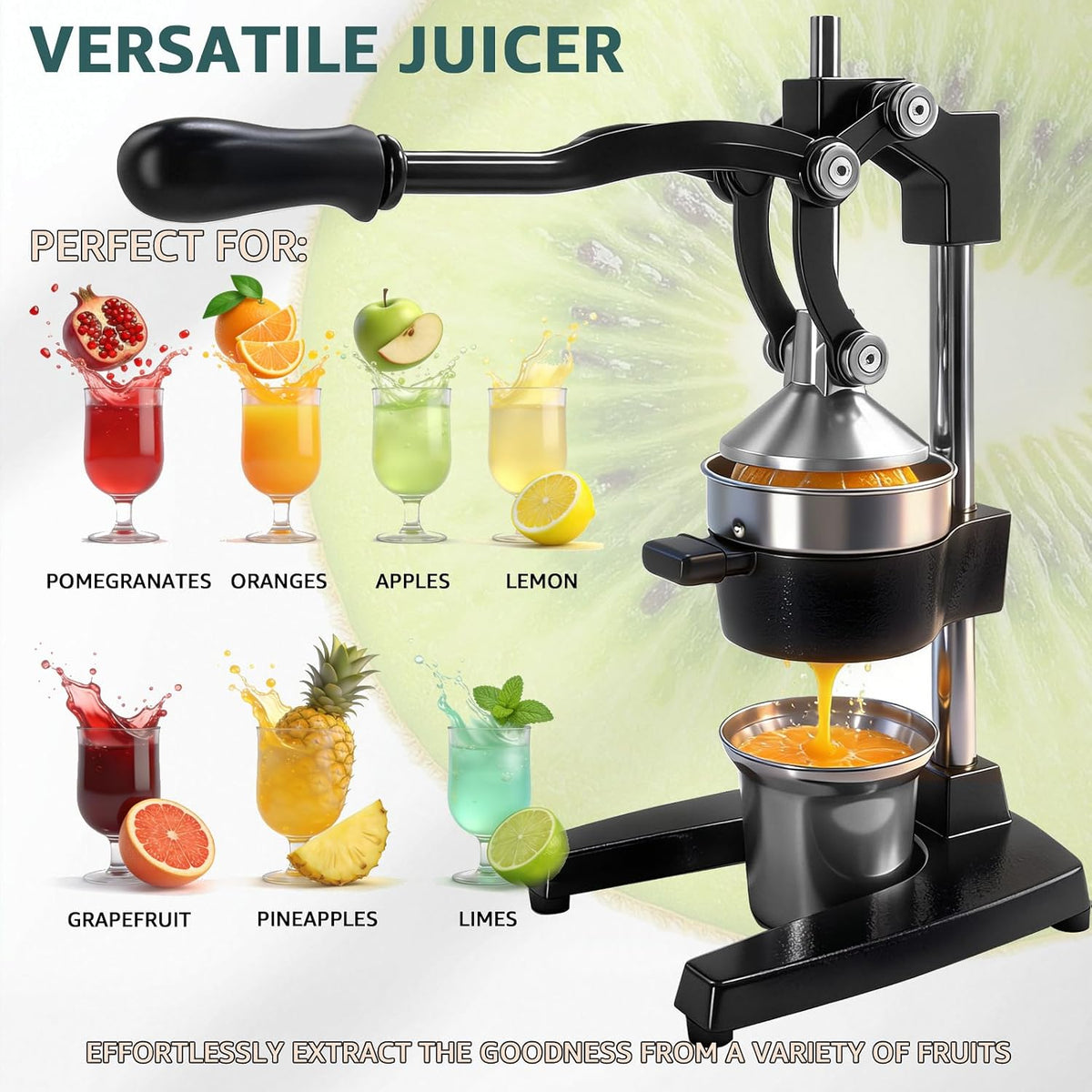 Manual Citrus Juicer, Cast Iron Lemon Squeezer for Orange Lime