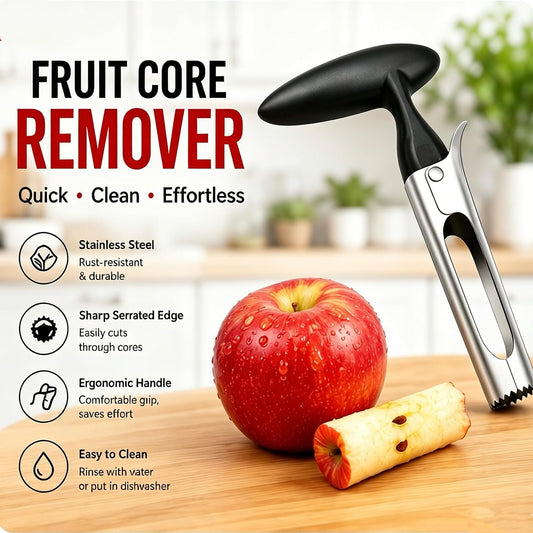 Apple Corer, Apple Corer Tool, Apple Core Removal is easy to use and clean, with sharp stainless steel serrations for quick core removal.