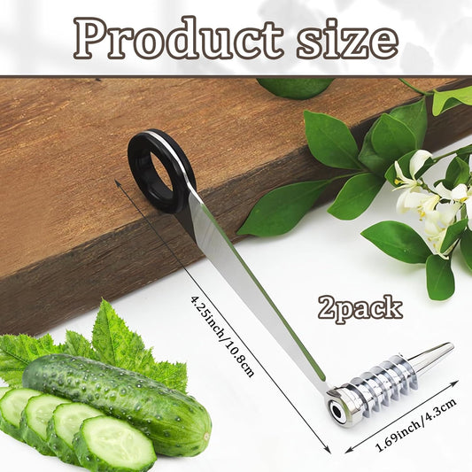 2 Pack Piranha Spiral Cutter for Potatoes, Stainless Steel Spiral Cutter for Veggies Cucumber and Carrot
