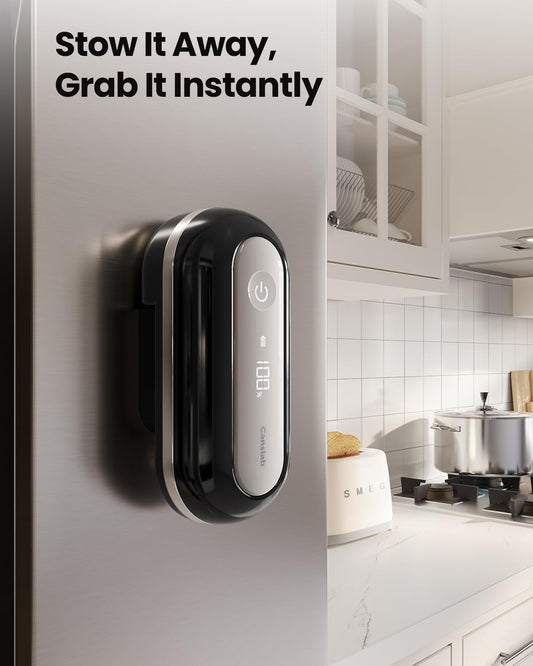 Retro Rechargeable Electric Can Opener, LED Battery Track&Auto Stop | True One-Touch Operation, Wall-Mountable Small Size, Side Cut Smooth Edge, Rechargeable, for Seniors with Arthritis, Black