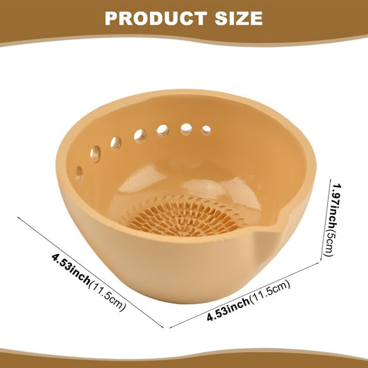 Herb Stripper Bowl with Grater, Handmade Herb Stripper Her b Peeling Bowl Tool with 7 Hole Sizes, Kitchen Efficient Leaf Removal Tool for Peeling the Stemmed Leaves
