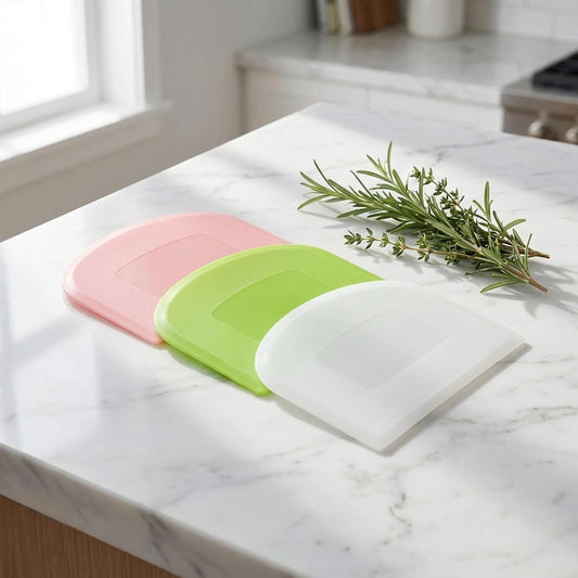 6 PCS Dough Scraper Set, Plastic Bench Scraper and Flexible Bowl Scraper, Baking Scraper Dough Cutter for Bread Dough, Pastry, Cake and Sourdough, White Pink Green