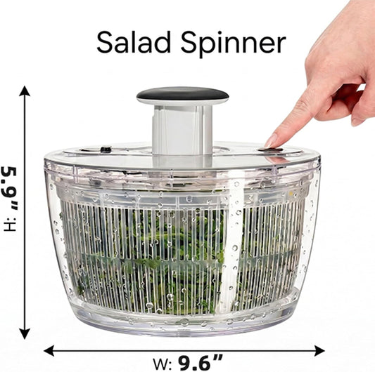 Large Salad Spinner, One-Handed Press-Type Vegetable Dryer, Built-in Filter Suitable for Fruits, Lettuce, and Vegetables; Salad Spinner, Lettuce Spinner 6.3 QT, Black