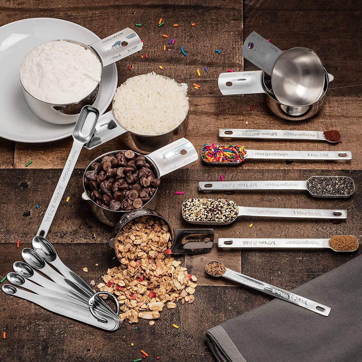 Stainless Steel Mini Measuring Spoons Set - Heavy Duty, 5-Piece Set - For Powders, Supplements, Herbs, Spices, Extracts - Dishwasher-safe - Professional Metal Kitchen Utensils