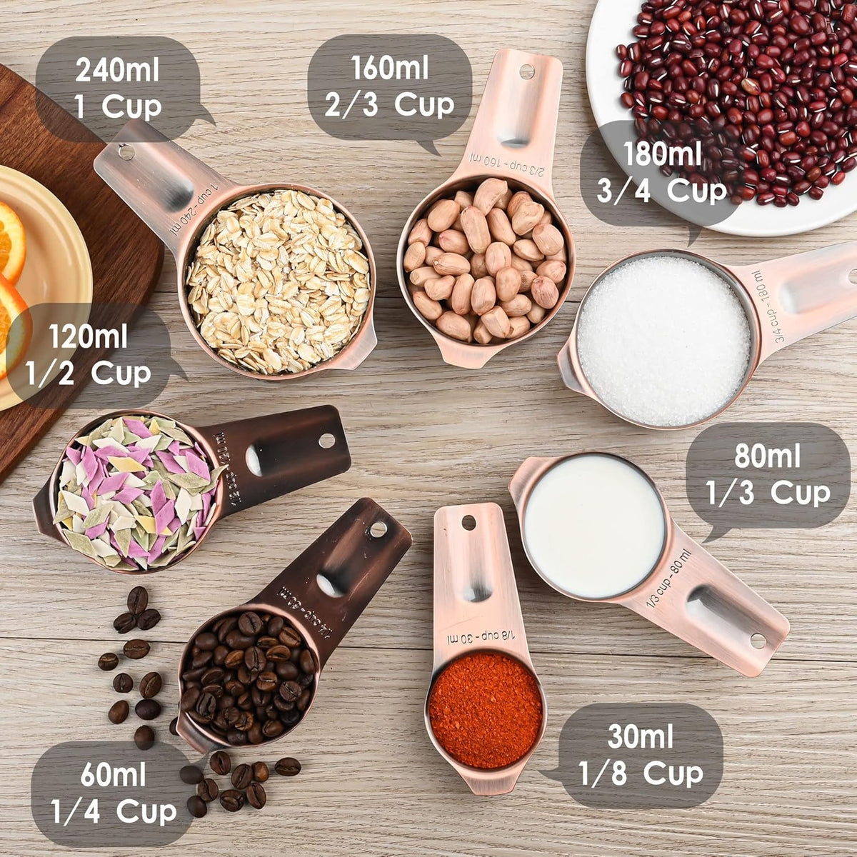 Measuring Cups and Spoons Set, 18/8 Stainless Steel Measuring Cups and Spoons Set, Metric & US Measuring Tools Set, Heavy Duty 7 Cups and 9 Spoons 1 Leveler for Baking and Kitchen