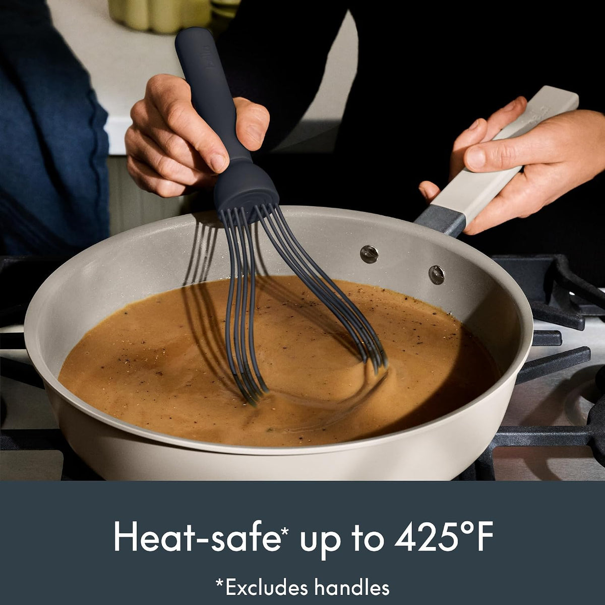 2 Piece Fold Flat, Non-toxic Nonslip Masher and Whisk, Oatmilk