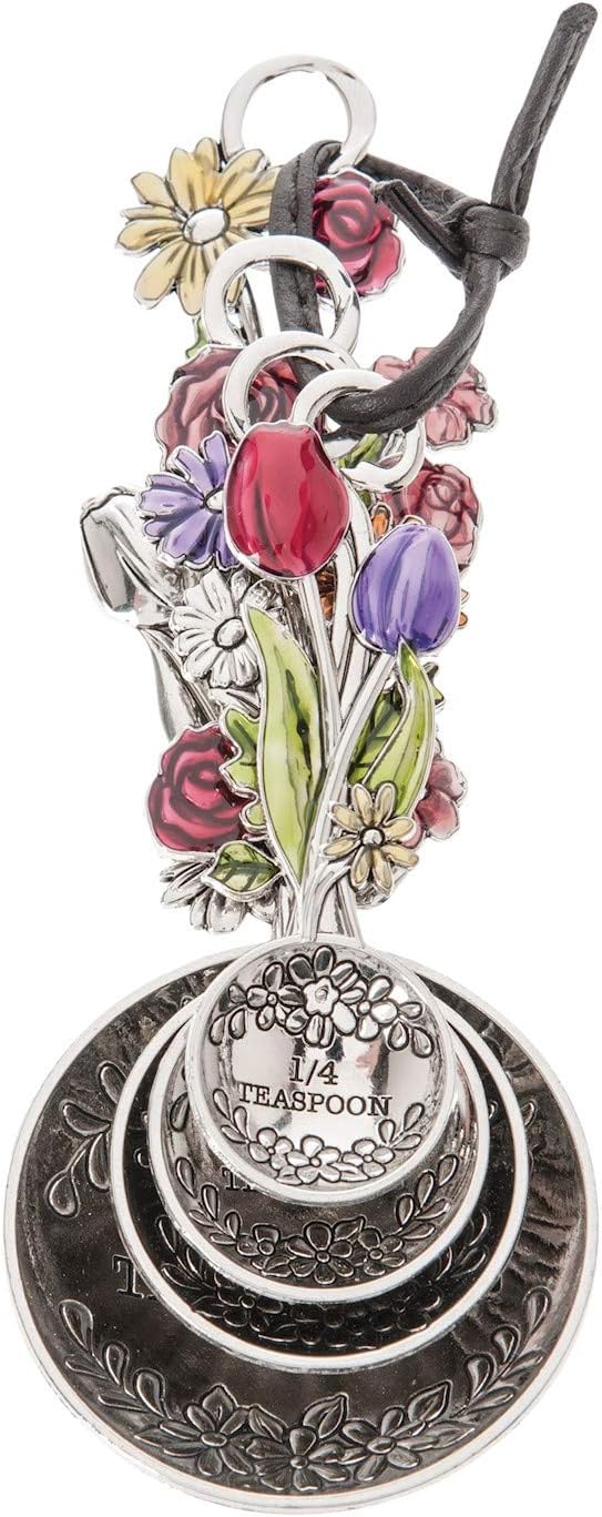 4-Piece Measuring Spoons Set - Colorful Flower Bouquet