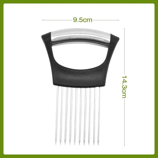 Onion Holder for Slicing, Onion Cutter Vegetable Chopper, Stainless Steel Slicer for Potato, Avocados, Eggs, Food Slicer Assistant Tool for Fruit Lemon and Meat (1 PCS)