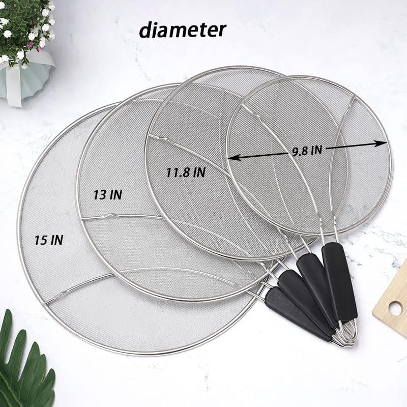 Large Splatter Screen for Frying Pan, 15 Inch Stainless Steel Grease Splatter Guard, Mesh Frying Screen Keeps Kitchen Clean and Protects Skin From Burns