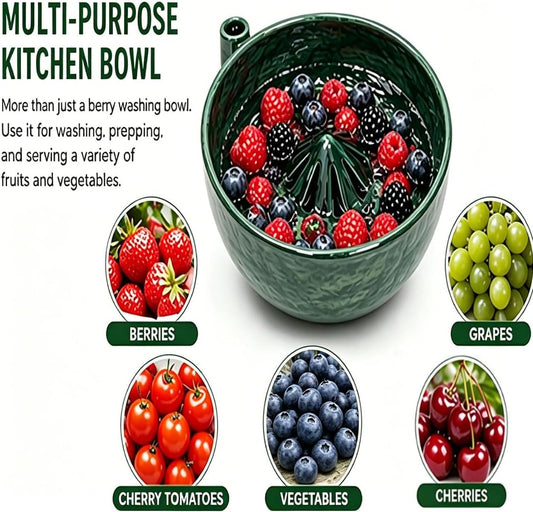 2026 New Self Spinning Berry Washing Bowl, 3D Print Berry Swirl Bowl, Fruit and Vegetable Washer with Drain Holes, Automatic Quickly Wash Drain Basket for Kitchen (2Pcs)