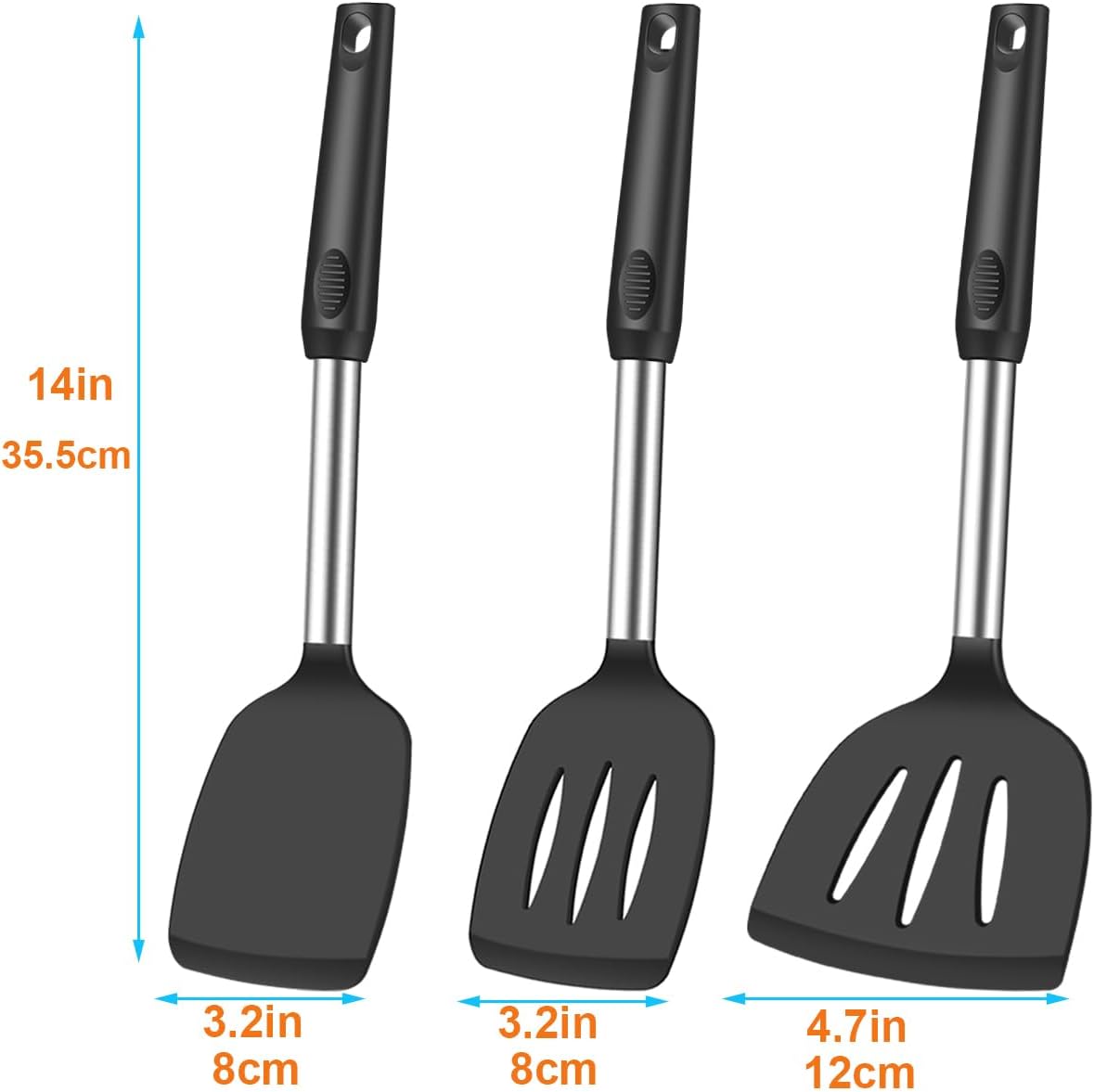 KLAQQED Spatula Set Silicone Heat Resistant for Nonstick Cookware Rubber Silicone Spatula Turner Fish, Large Nonstick Plastic Egg Wok Spatula for kitchen use Cooking Utensils Set