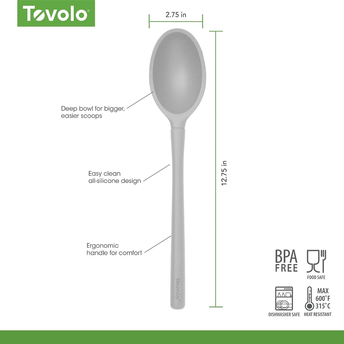 Flex Core Small Deep Spoon Silicone for Cooking Mixing Baking, Dishwasher Safe BPA Free All Silicone Kitchen Mini Spoon Heat Resistant Nonstick Safe Serving Spoon, Aqua Seafoam Green