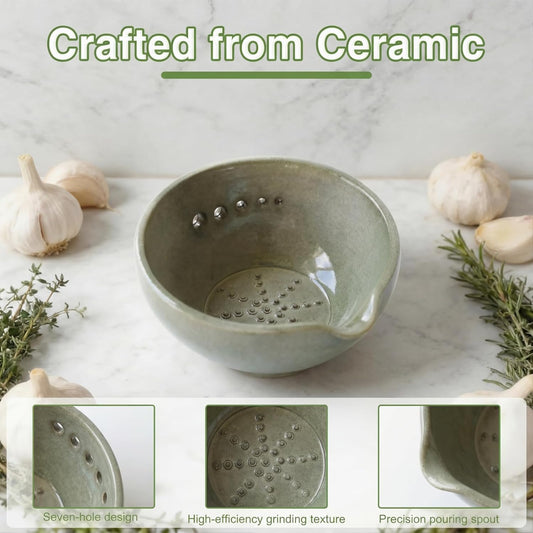 Herb Stripper Bowl with Garlic Grater - 2-in-1 Resin Herb Stripper Tool with 5 Hole Sizes Built-in Garlic Grater – Efficient Peeling Kitchen Tools for Cooking Peeling off The Leafy
