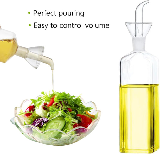Olive Oil Pourer Olive Oil Vinegar Cooking Wine cotainer Salad Dressing Glass, Oil Bottle Vinaigrette Dispenser Drizzle Cruet 17oz Glass Oil Bottle for Kitchen