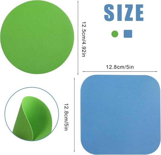 4pcs Jar Opener, Rubber, Multi-function Silicone Bottle Opener for Seniors with Weak Hands Lid Cap Gripper Pads Kitchen Coasters Gadgets(Light Blue, Green)