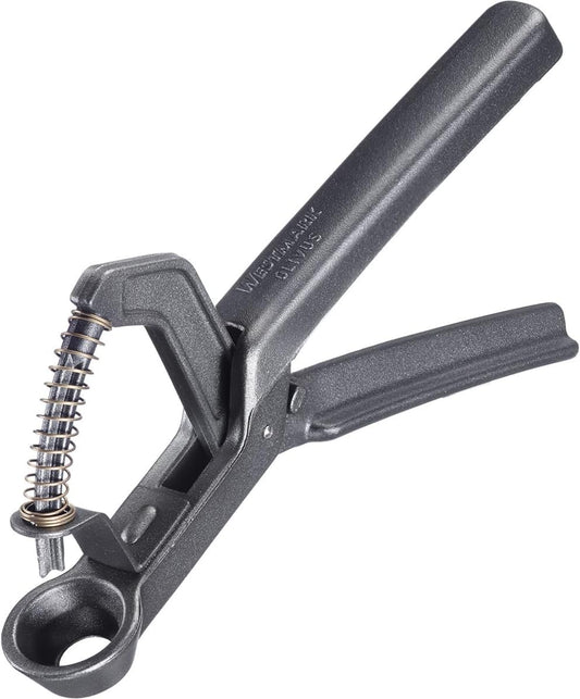 Olive Pitter "Black Edition" - Practical Handheld Device with Spring - Aluminium/Coated, Olivus, 16.9 x 10.5 x 2.7 cm, Anthracite
