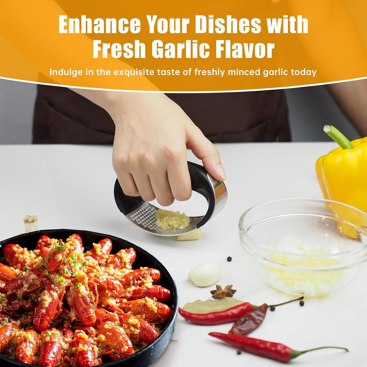 Heavy Duty Stainless Steel Garlic Mincer and Garlic Crusher