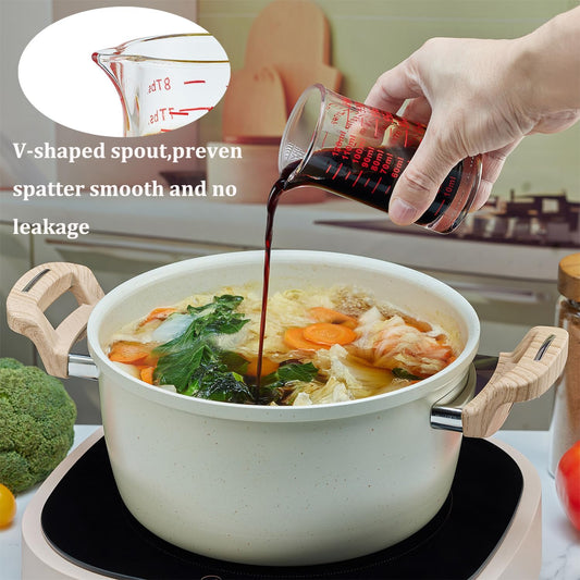 Ackers 4 Oz Glass Measuring Cup,Borosilicate Shot Glass with V-Shaped Spout-Red Line