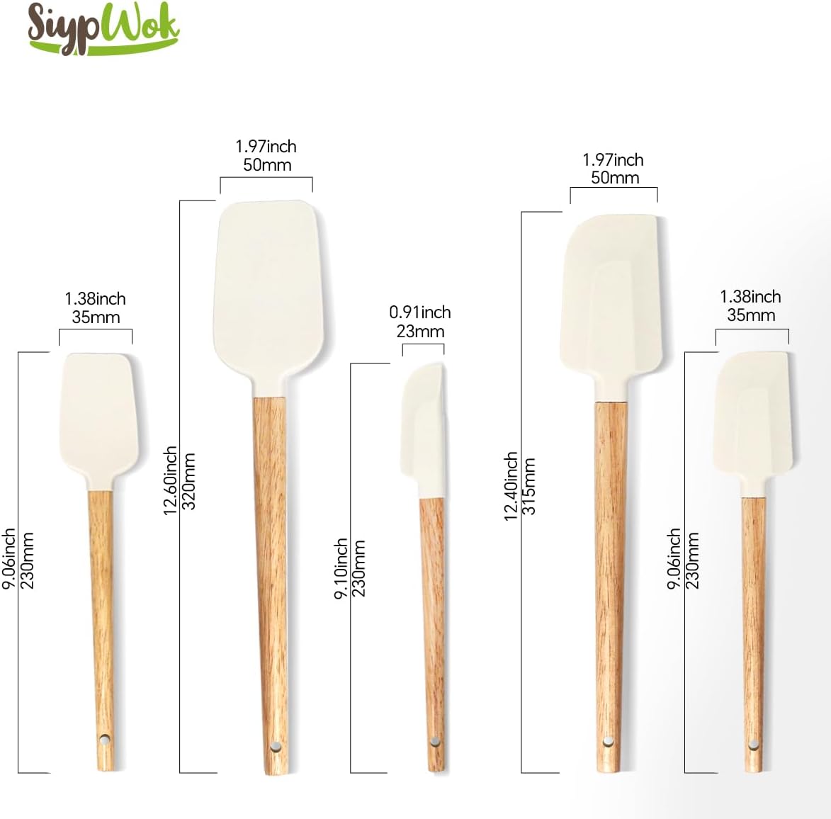 Silicone Spatula Set, Food Grade Rubber Spatula-4 Piece Nonstick Rubber Spatulas, Spoonula, Jar Scraper for Cooking, Baking, Mixing, Frosting - Heat Resistant Up to 600°F (4 Pcs Spatula Off-White)