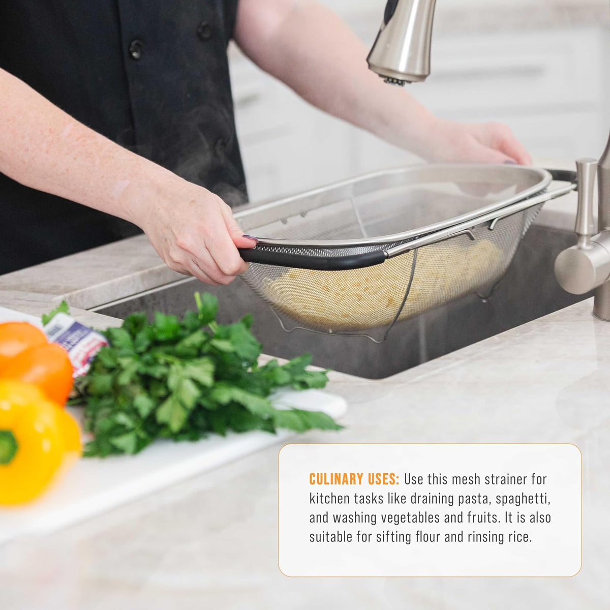 Stainless Steel Colander Strainer - 6-Quart Collapsible