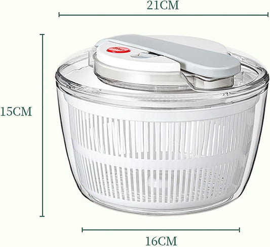 Salad Spinner with Colander and Draining System, 6.6 Quart Bowl, Green