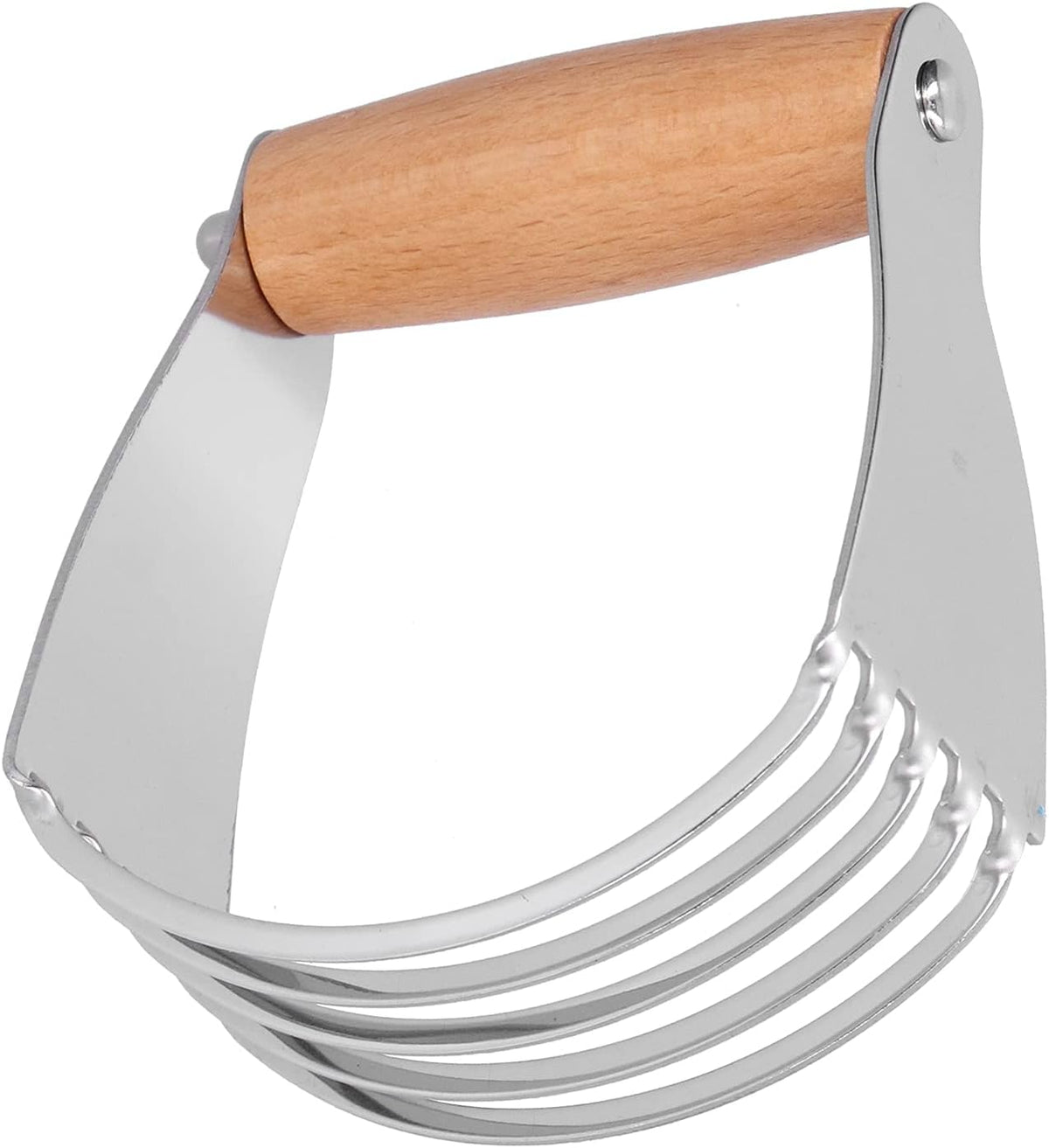 Dough Blender Pastry Cutter with Stainless Steel Blades & Beech Wood Handle - Heavy Duty Kitchen Baking Tool for Pizza, Pastries, Cakes, Pie Crust