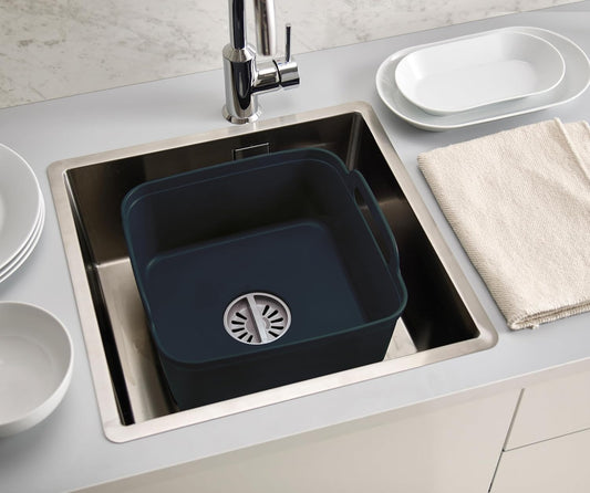 Wash & Drain Kitchen Dish Tub Wash Basin with Handles and Draining Plug, 9 liters/2.3 Gallons