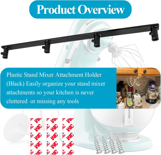 Stand Mixer Attachment Holder Fits Kitchenaid Mixer Accessories, W/screws | Paddle Beater Hook Attachments, Space Saver for Wall, Premium Materials, Strong Load-Bearing Capacity, Easy to Take and Put