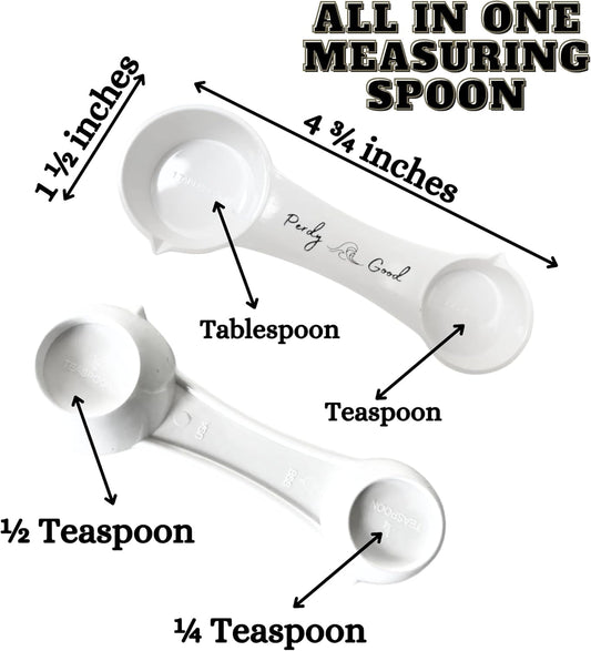 All in One Measuring Spoon for Baking & Cooking – 1 Tbsp, 1 Tsp, 1/2 Tsp, 1/4 Tsp – Durable Plastic, Dishwasher Safe – Accurate Dry & Liquid Measure – Rugged Kitchen Tool – Made in USA
