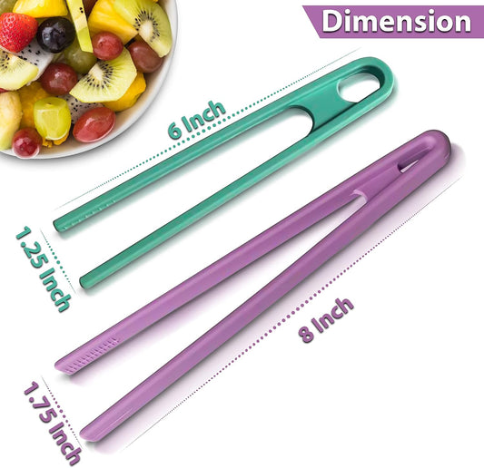 Toaster Tongs Silicone (set of 2) - Good for Tossing Salad, Grilling, Frying and Serving - small 6 in & large 8 in - Excellent for Kids - Non-Stick Stainless Steel - Heat Resistant - Dishwasher Safe