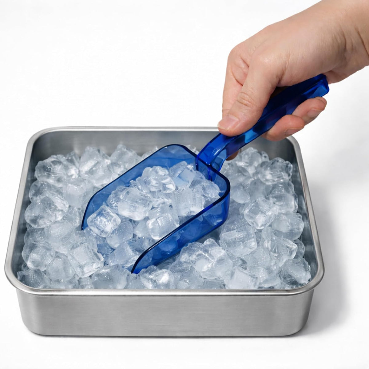 2-Pack Plastic Ice Scoop for Freezer, 8 oz Each, Clear Blue Ice Scoops