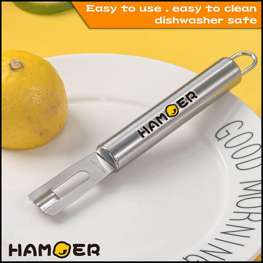 Lemon Citrus Zester & Channel Knife 2 Tools set with a storage box | Lemon twist Tool,U-Shaped Stainless Steel Blade,Carving Tool for Garnishing,Home Bars Bartender Gift
