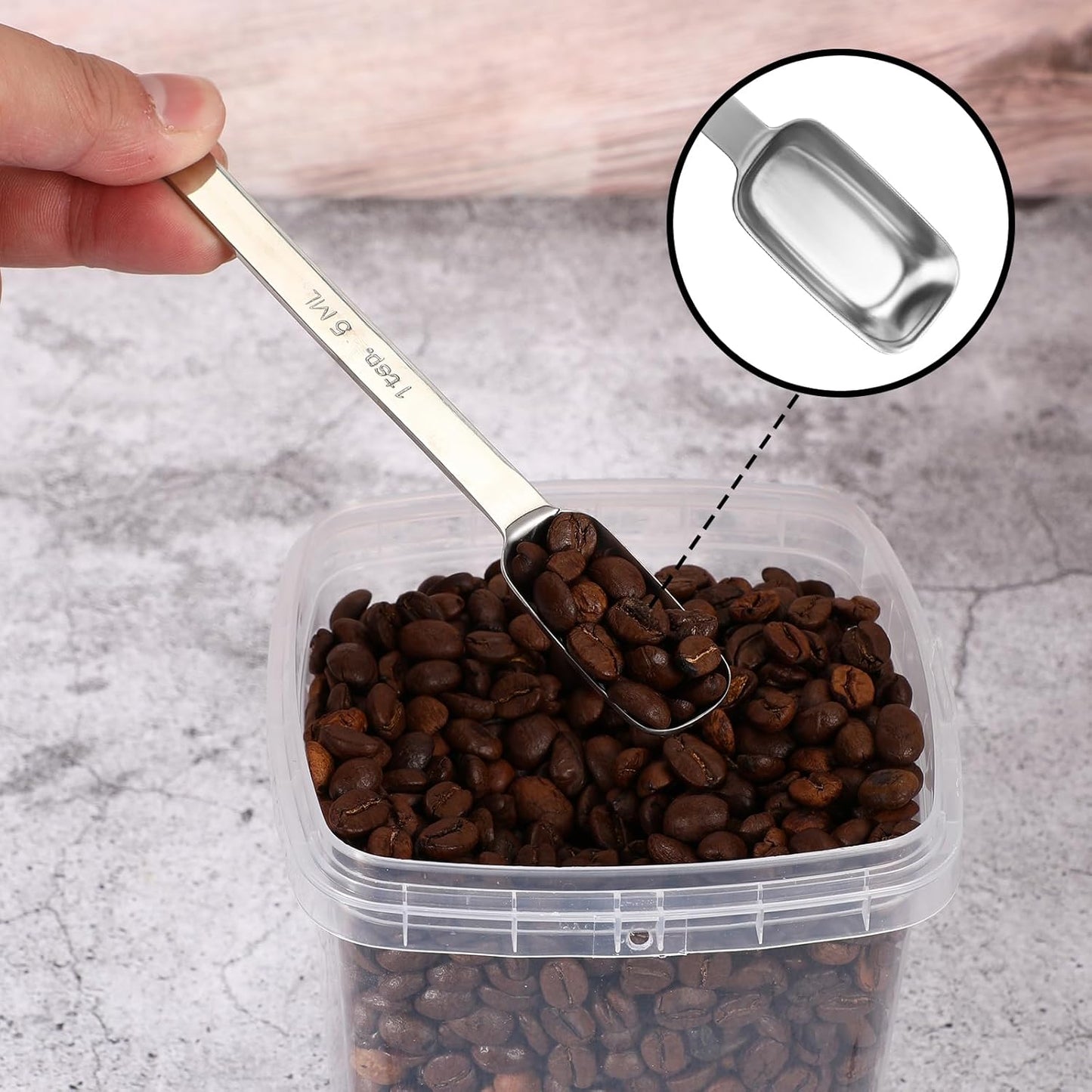 2 Pcs 1 Teaspoon Measuring Spoon, 1/3 Tbsp | 5 mL | 1/6 Oz, Stainless Steel Long Handle Scoop, Metal Measuring Spoon for Kitchen Cooking Baking Coffee Food Measuring