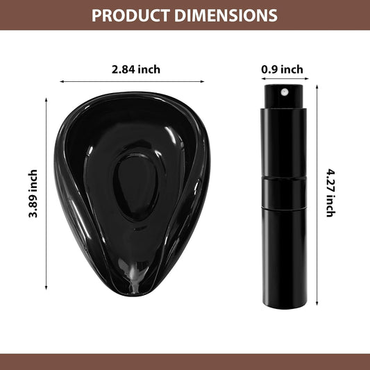 Coffee Bean Dosing Cup and Spray Bottle Set, Ceramic Coffee Dosing Cup with Coffee Bean Spritzer, Espresso Spray Bottle to Help Reduce Static, Black